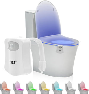 ZSZT Toilet Bowl Night Lights Motion Activated, Smart Inside Toilet Bowl Light LED 8 Colors, Light Detection Function - Glow in The Dark let Your Toilet is Easy to Use